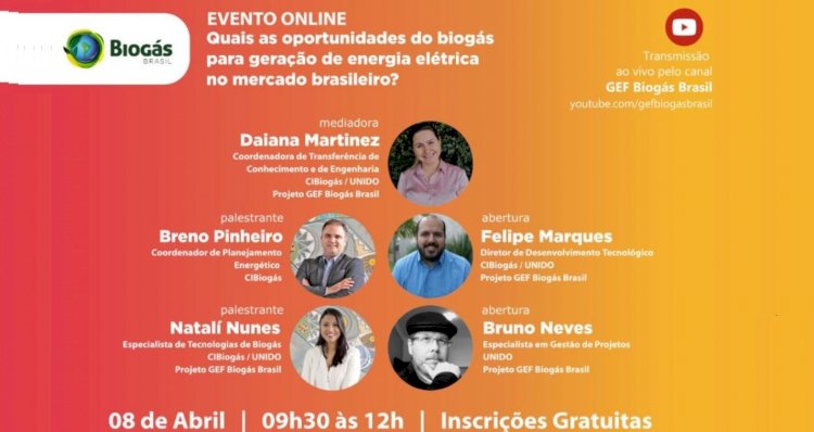Evento online - Oportunidades do biogás para geração de energia elétrica no mercado brasileiro