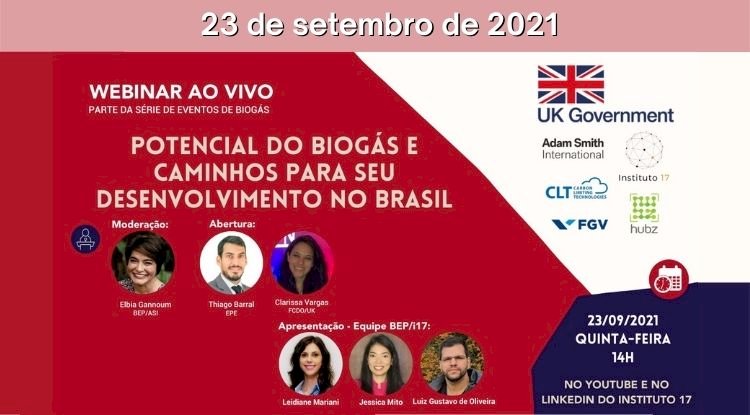 Webinar - Potencial de biogás e caminhos para seu desenvolvimento no Brasil