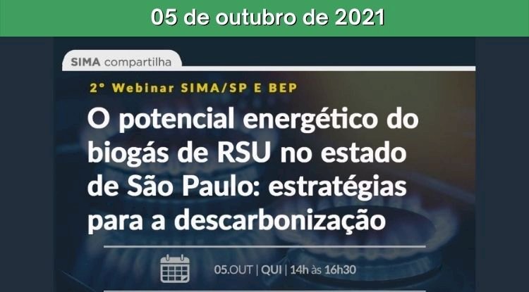 2º Webinar - O potencial energético do biogás de RSU no estado de São Paulo: estratégias para a descarbonização